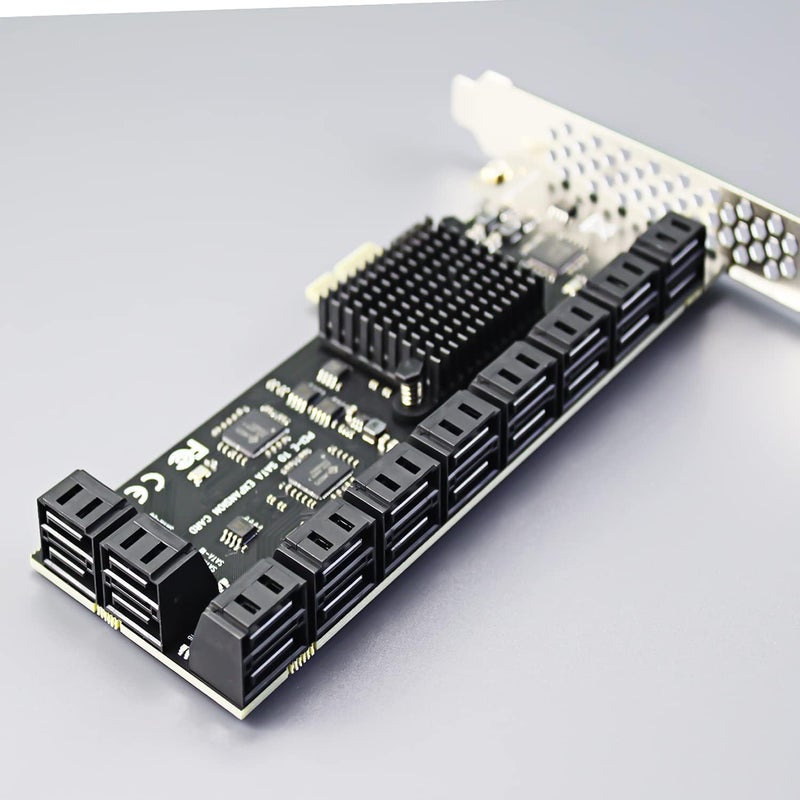 GLOTRENDS بطاقة توسيع SATA 20 منفذ PCIe X1 مع كابلات SATA والطاقة، متوافقة مع Windows وLinux وMac OS وNAS - Image 3